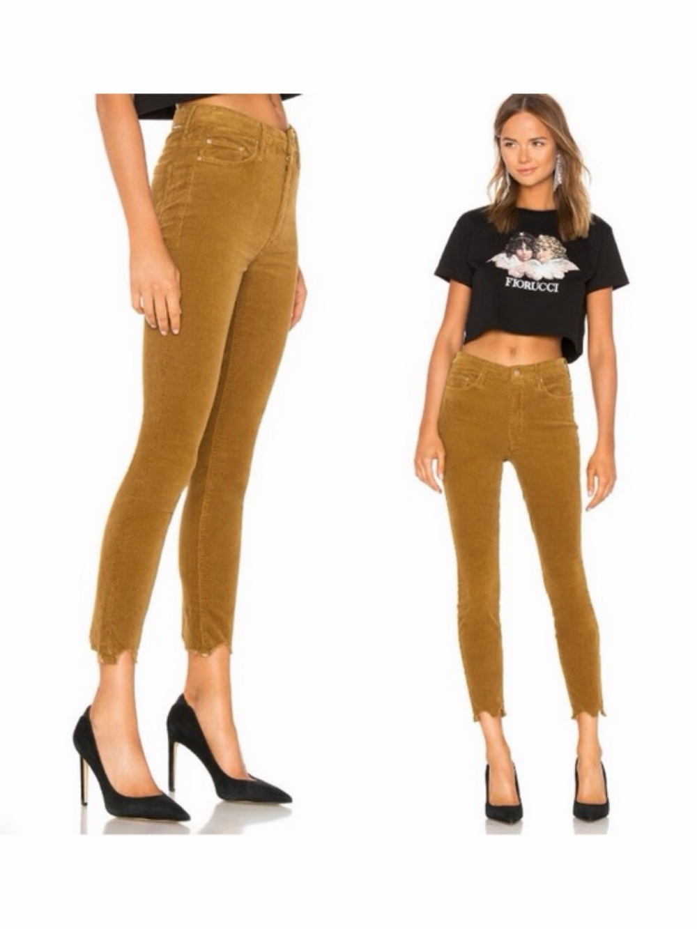 Mother High Waisted Looker Ankle Chew Corduroy Pants